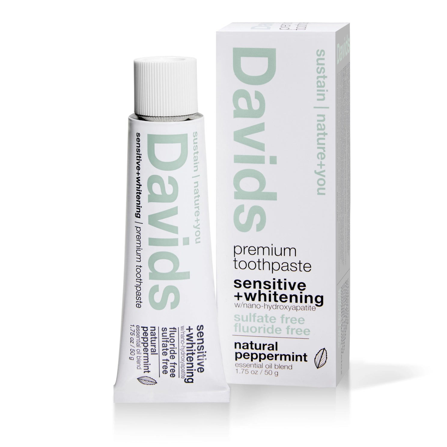 David's Sensitive+Whitening Nano-Hydroxyapatite Toothpaste / Peppermint / Travel Size 1.75 oz