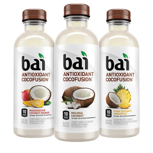 Bai Antioxidant Beverage, Coconut Variety Pack, 18 fl oz, 15-count