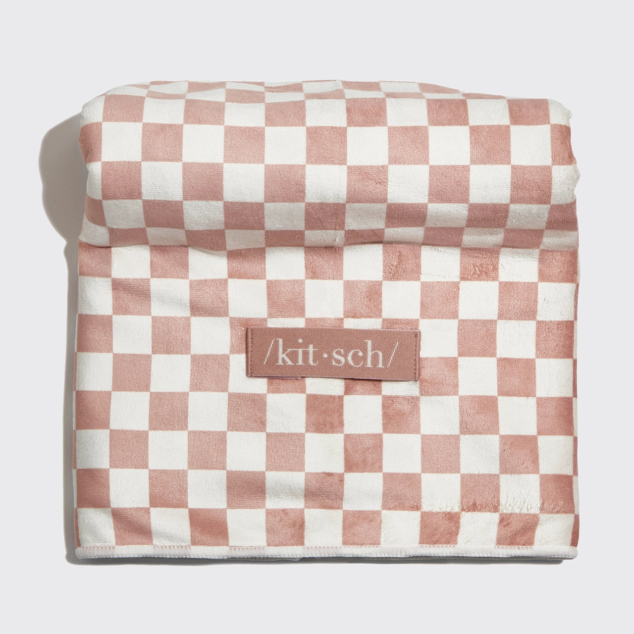 KITSCH Extra Large Quick-Dry Hair Towel Wrap - Terracotta Checker