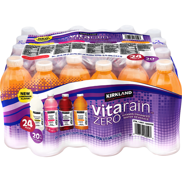 Kirkland Signature Vita Rain Zero, Variety Pack, 20 fl oz, 24 ct