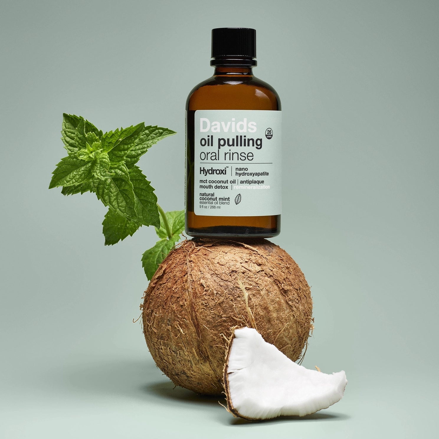 David's Hydroxi™ Oil Pulling Oral Rinse w/ Nano Hydroxyapatite / 9 oz