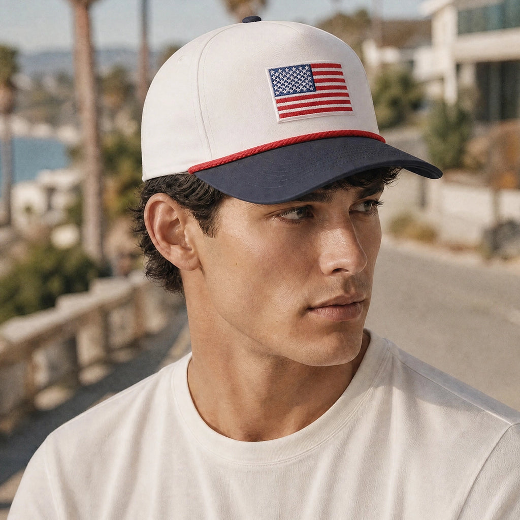 USA Embroidered Patch Two Tone Rope Trucker Hat
