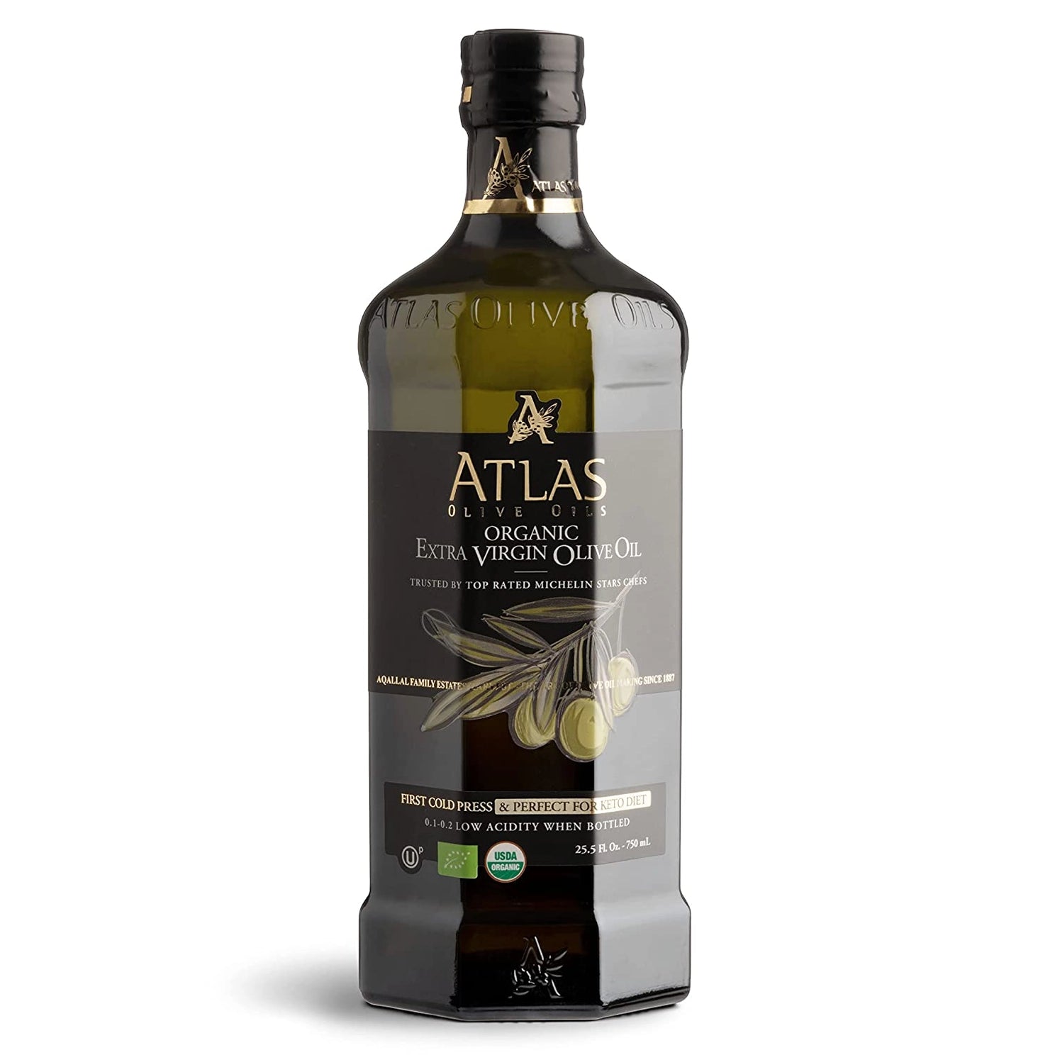 ATLAS Organic Extra Virgin Olive Oil Glass Bottle 750ml