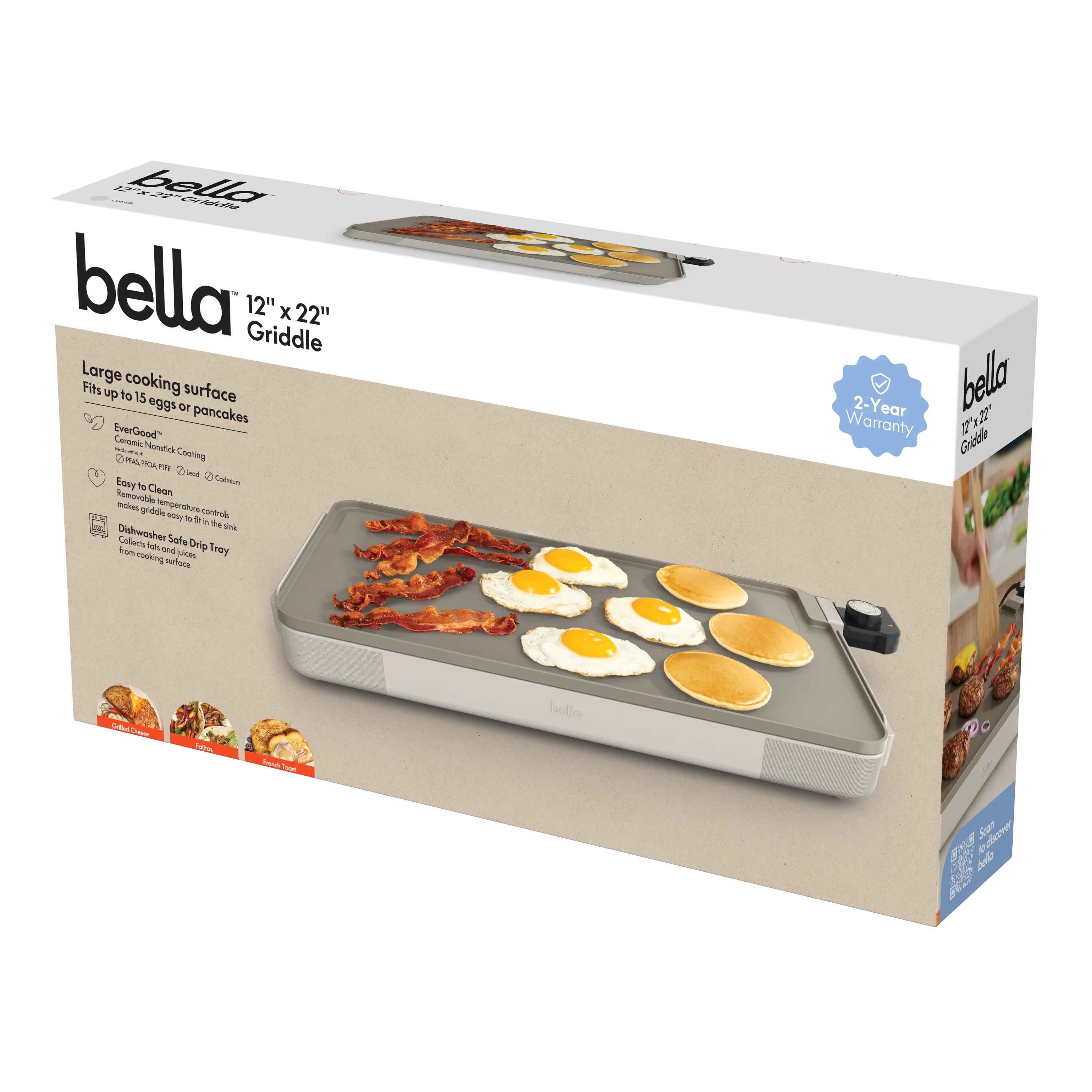 bella 12" x 22" XL Griddle with Warming Tray