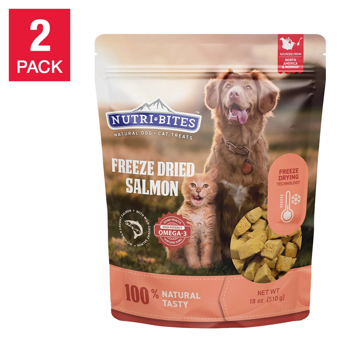 Canature NutriBites Freeze Dried Salmon, Dog and Cat Treat 18oz, 2-pack