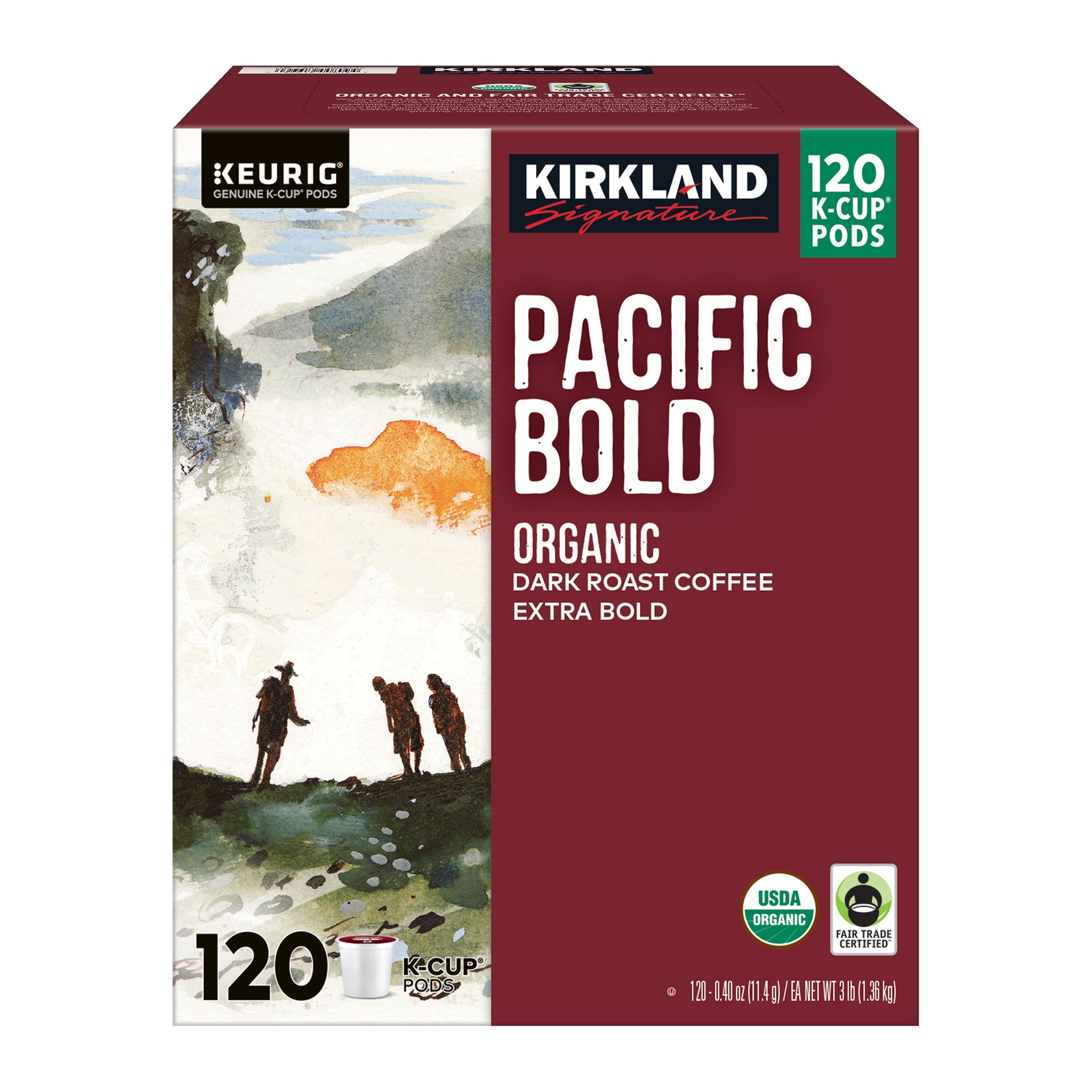 Kirkland Signature Coffee Organic Pacific Bold K-Cup Pod, 120-count