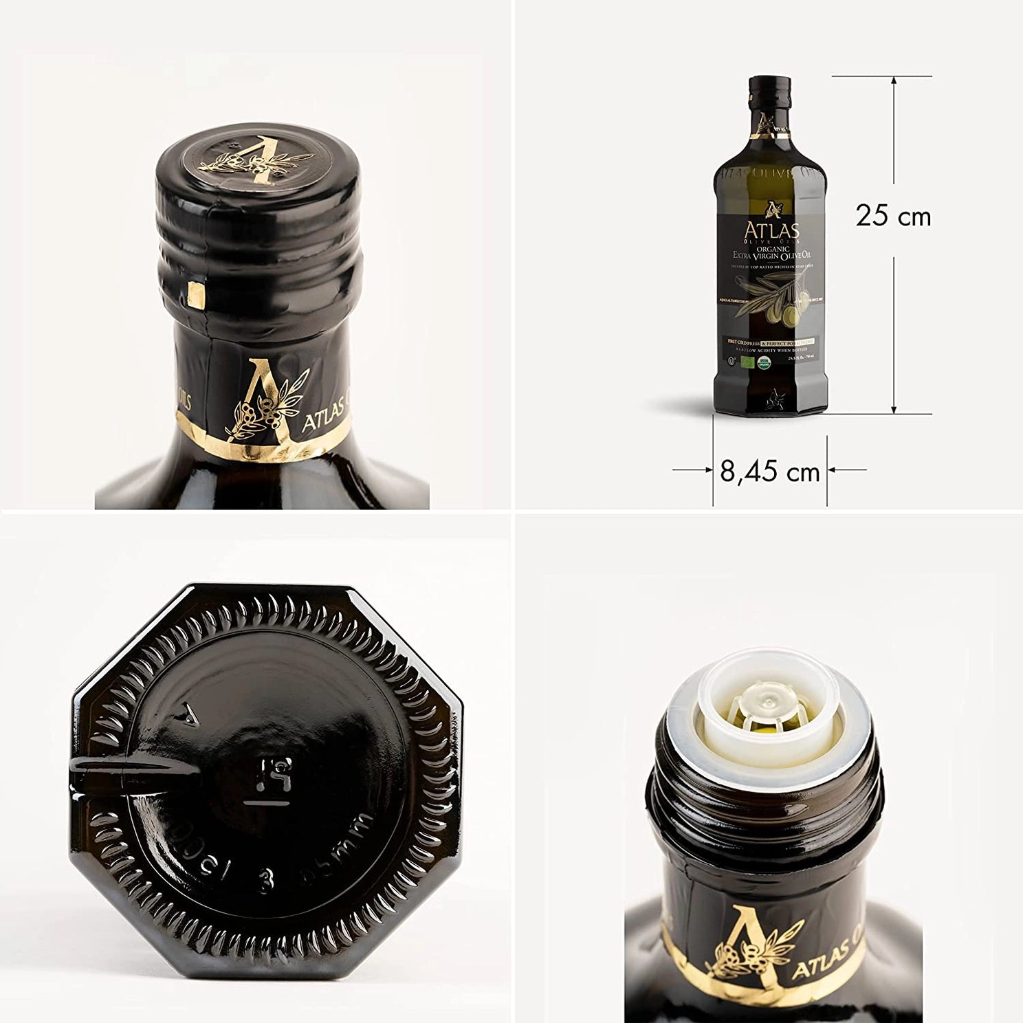 ATLAS Organic Extra Virgin Olive Oil Glass Bottle 500ml