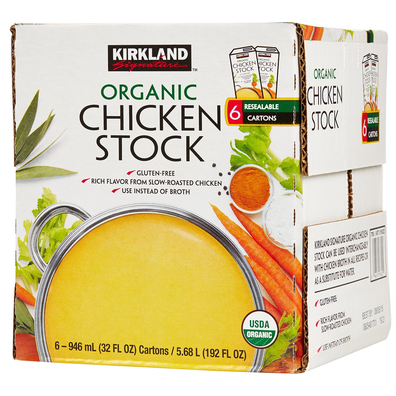 Kirkland Signature, Organic Chicken Stock, 32 fl oz, 6-Count