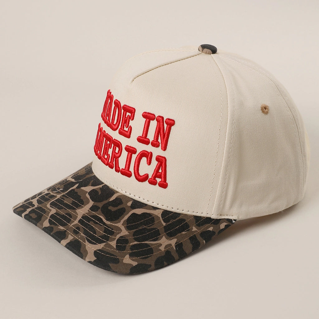 MADE IN AMERICA 3D Embroidered Two-Tone Leopard Brim Trucker Hat