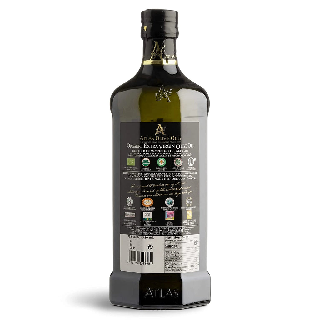 ATLAS Organic Extra Virgin Olive Oil Glass Bottle 750ml