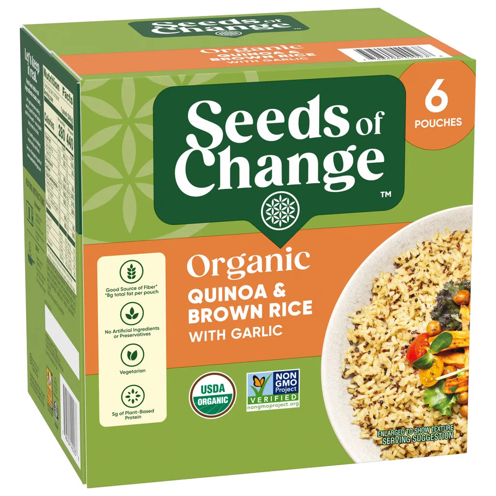Seeds of Change, Organic Quinoa and Brown Rice with Garlic, 8.5 oz Pouch, 6-Count