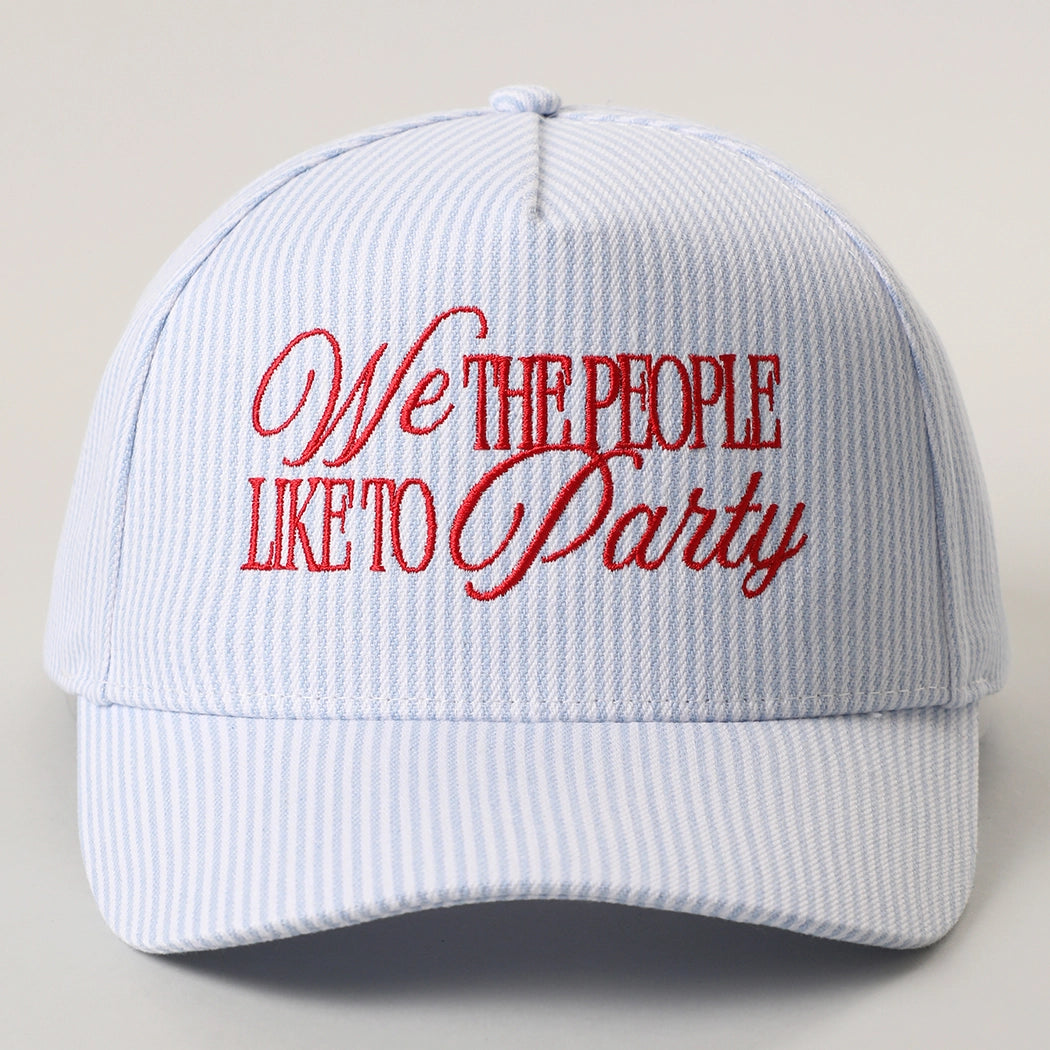 We The People Like To Party Embroidered Seersucker Trucker Hat