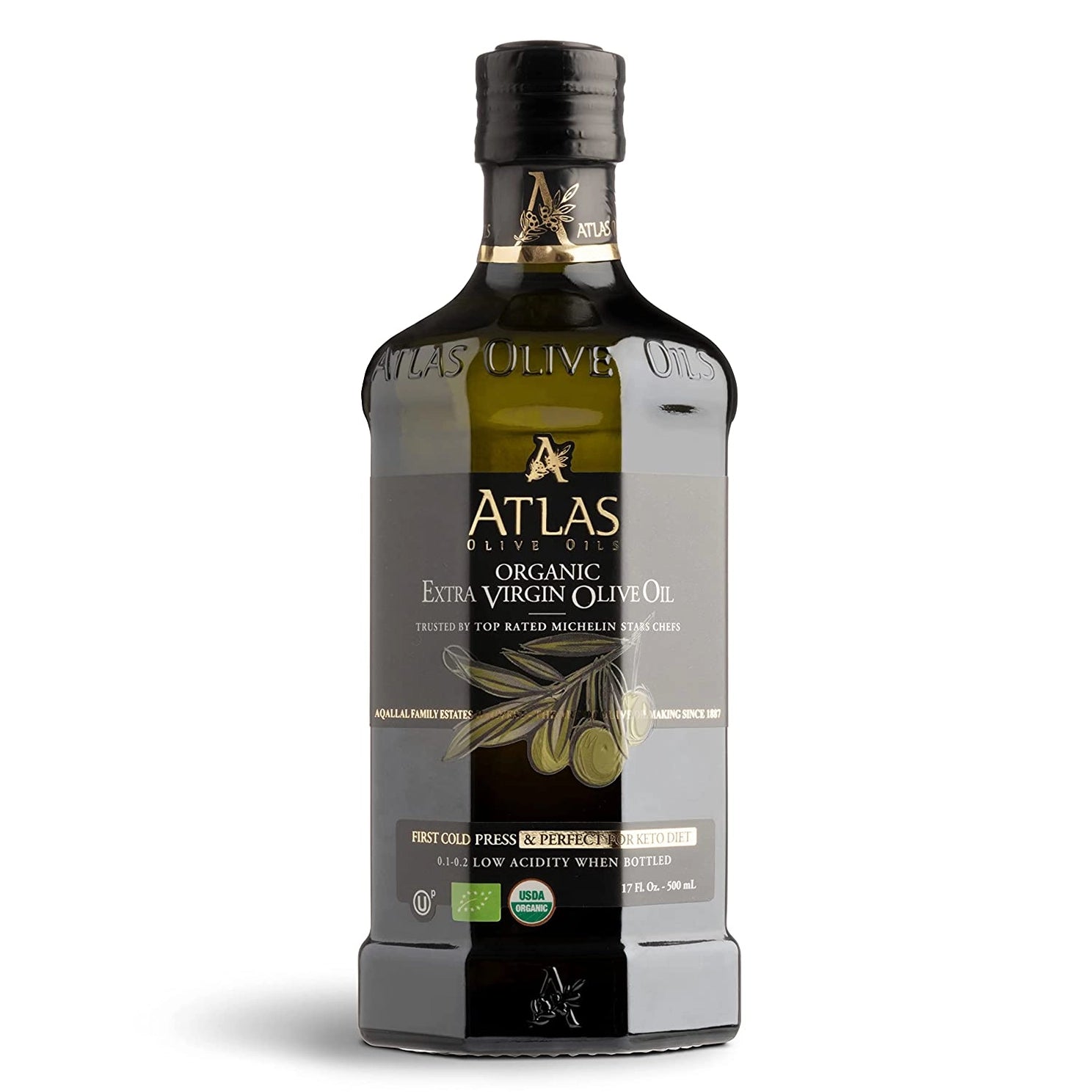 ATLAS Organic Extra Virgin Olive Oil Glass Bottle 500ml