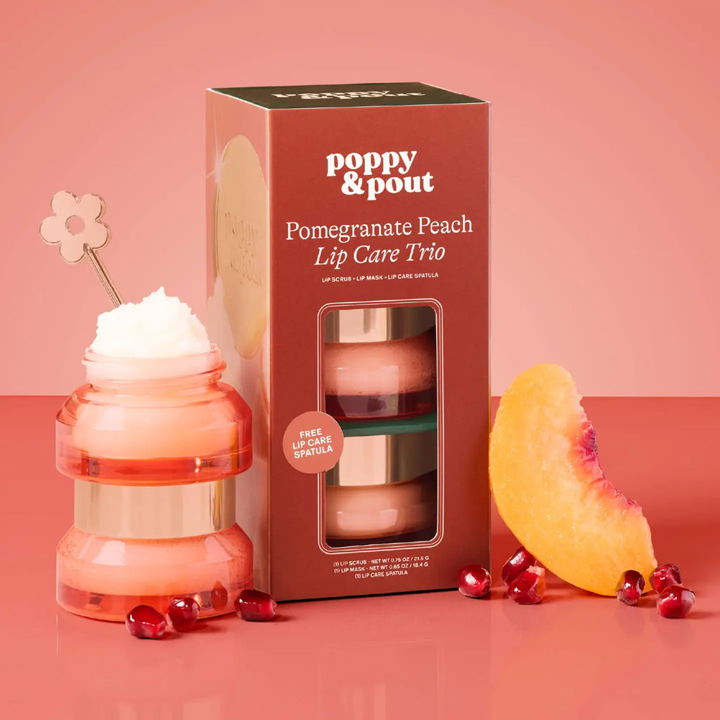 Poppy & Pout Lip Care Trio, Pomegranate Peach