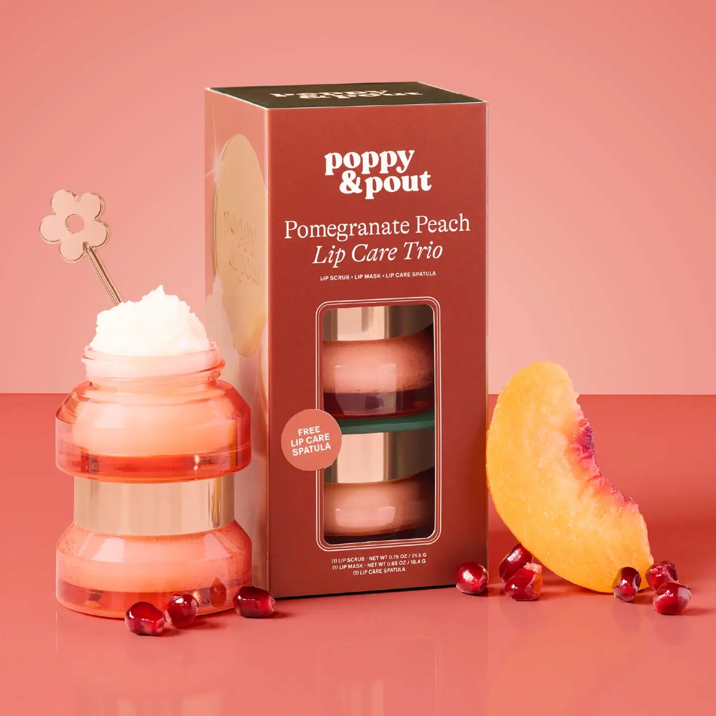 Poppy & Pout Lip Care Trio, Pomegranate Peach