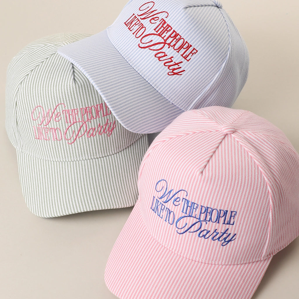We The People Like To Party Embroidered Seersucker Trucker Hat