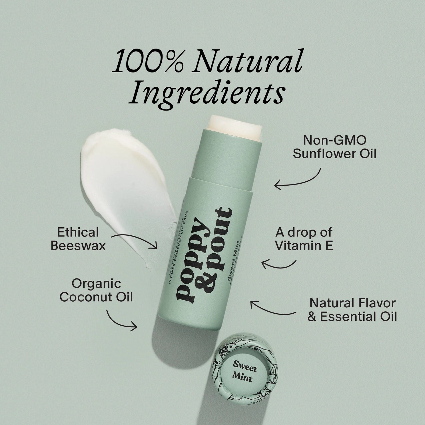 Poppy & Pout Lip Balm, Sweet Mint