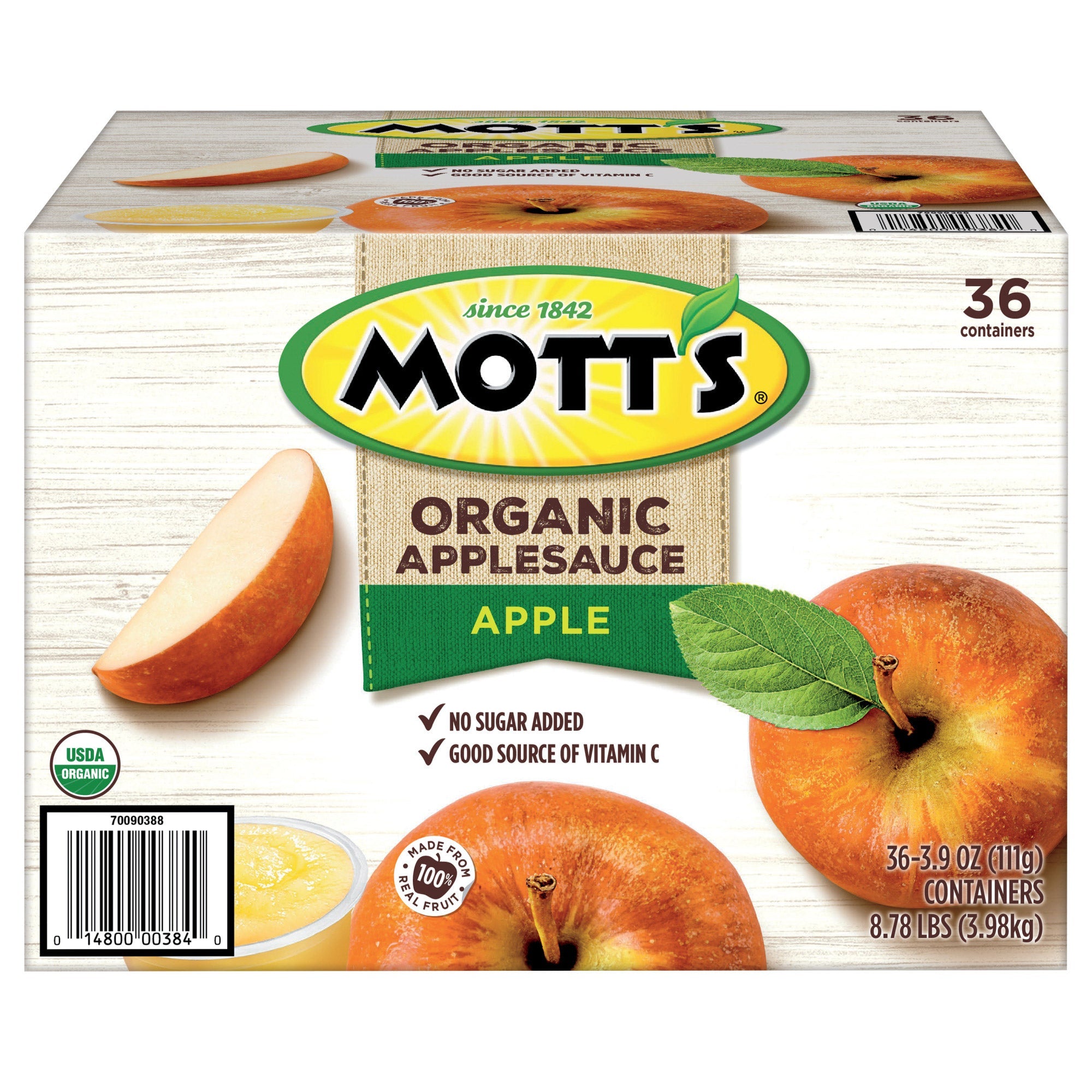 Mott's, Organic Apple Sauce, 3.9 oz, 36-Count