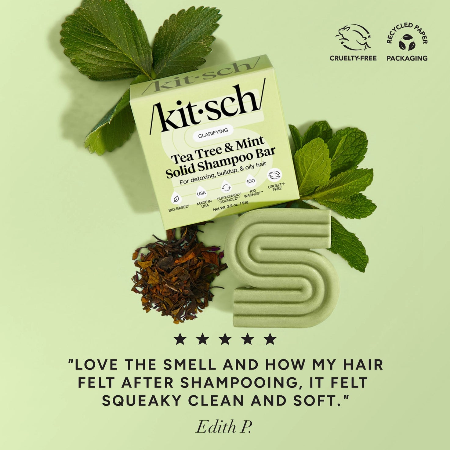 KITSCH Tea Tree & Mint Clarifying Shampoo & Conditioner Bar Combo