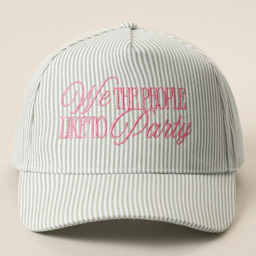We The People Like To Party Embroidered Seersucker Trucker Hat