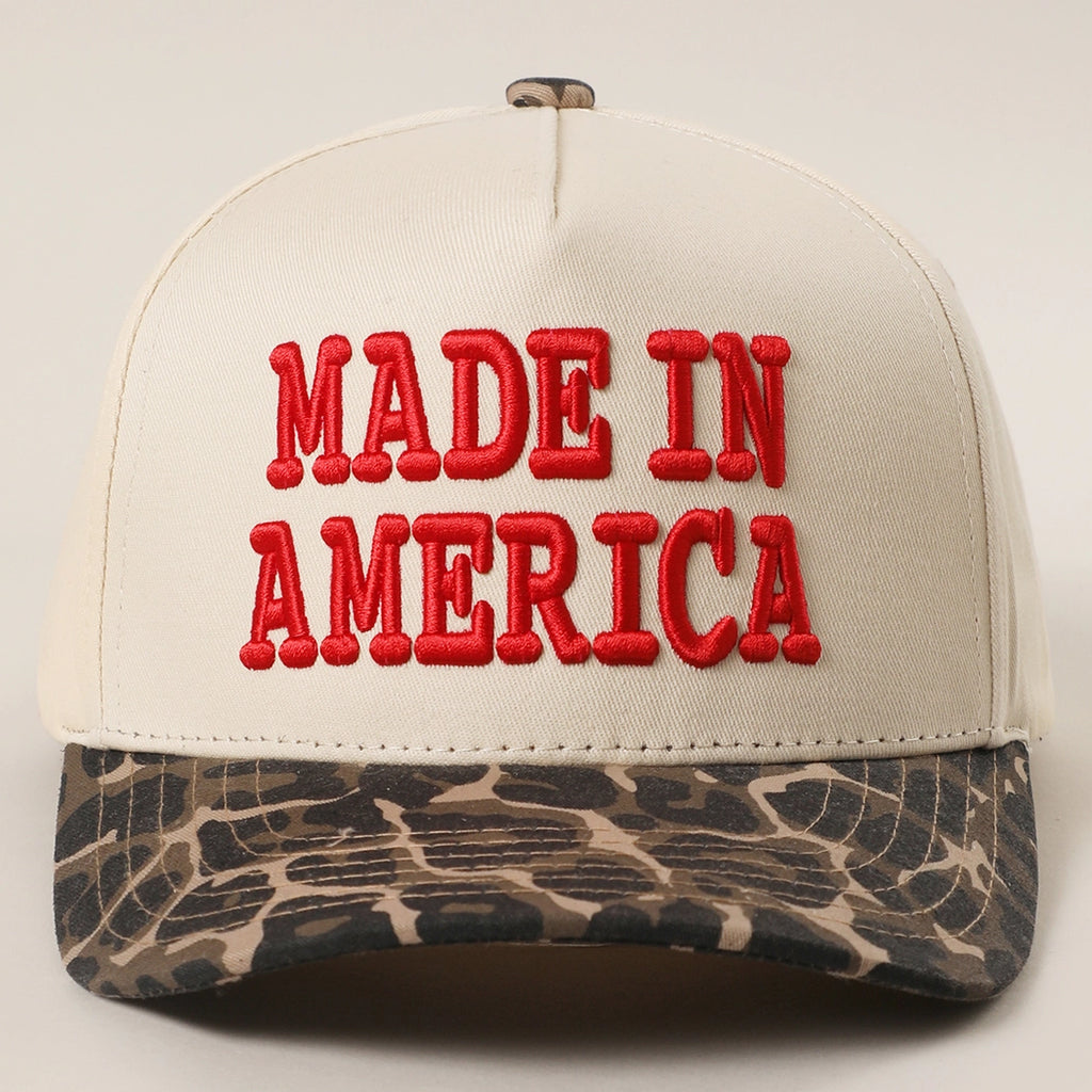 MADE IN AMERICA 3D Embroidered Two-Tone Leopard Brim Trucker Hat