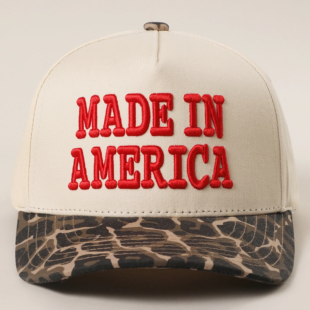 MADE IN AMERICA 3D Embroidered Two-Tone Leopard Brim Trucker Hat