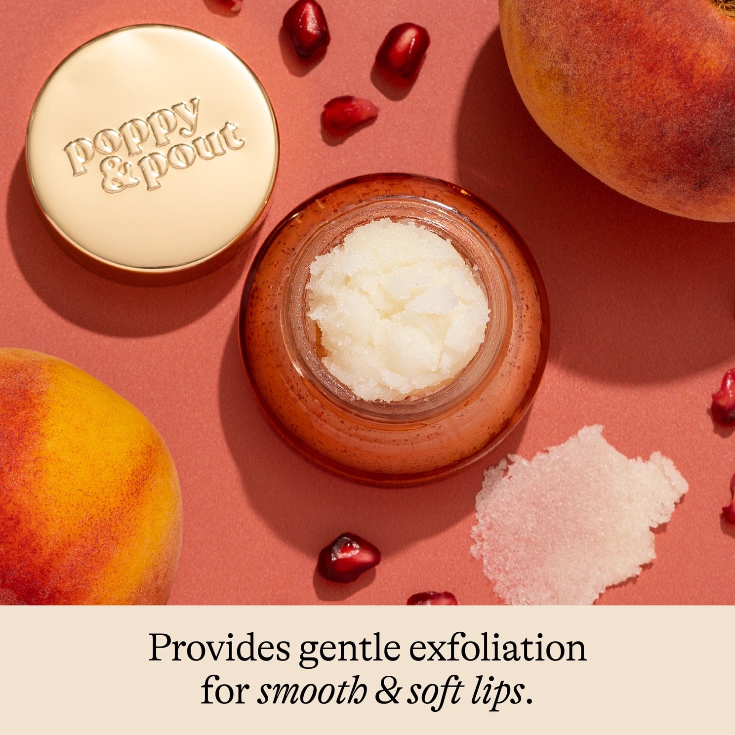Poppy & Pout Lip Scrub, Pomegranate Peach