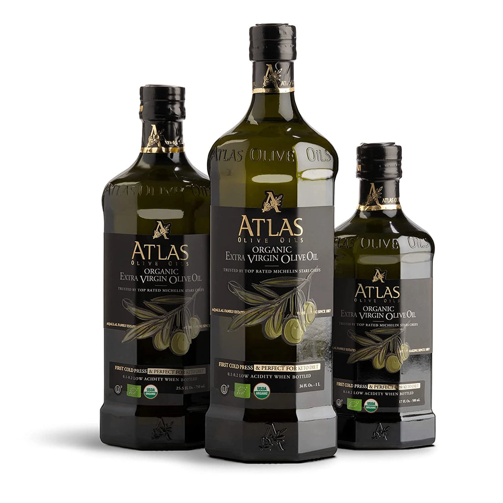 ATLAS Organic Extra Virgin Olive Oil Glass Bottle 750ml
