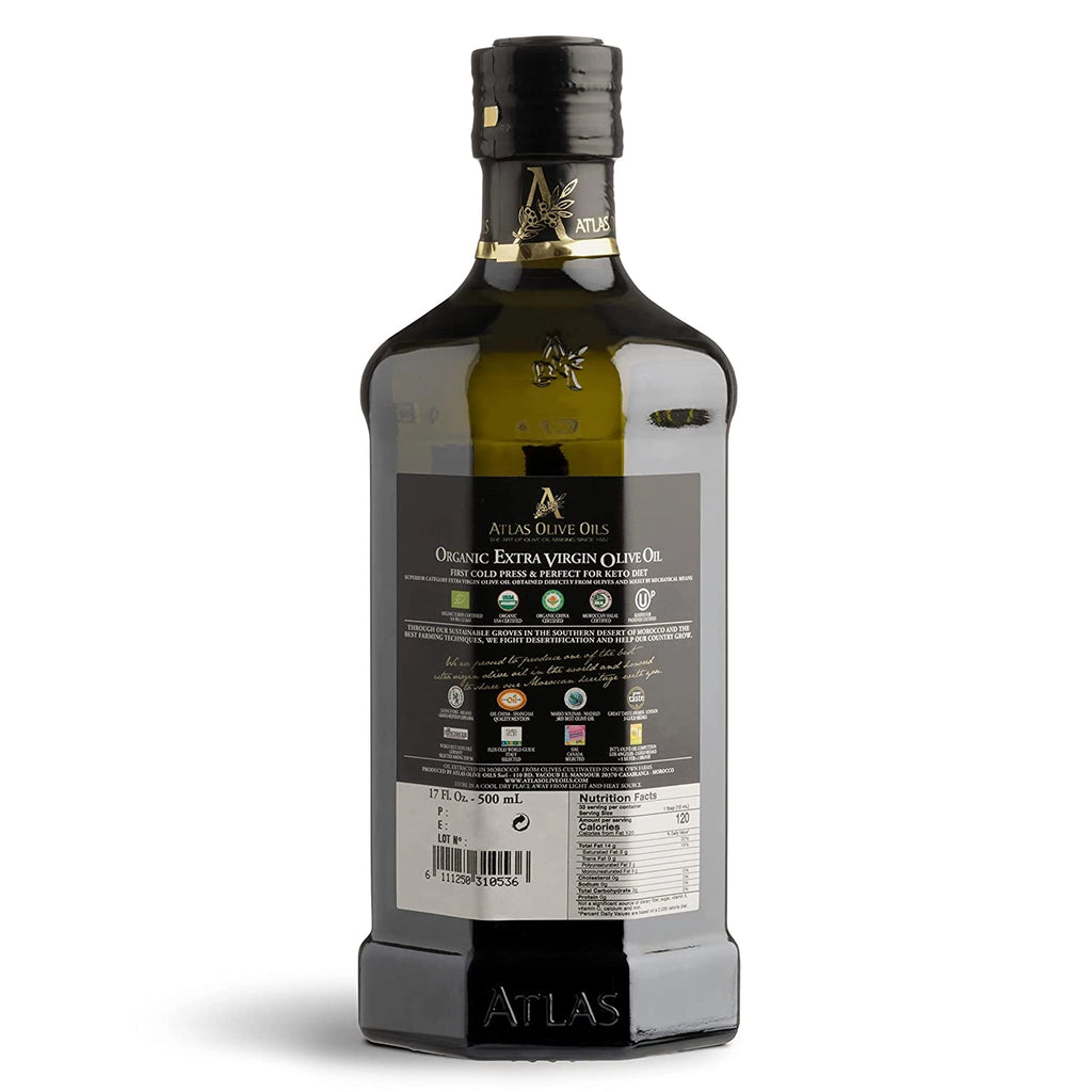 ATLAS Organic Extra Virgin Olive Oil Glass Bottle 500ml