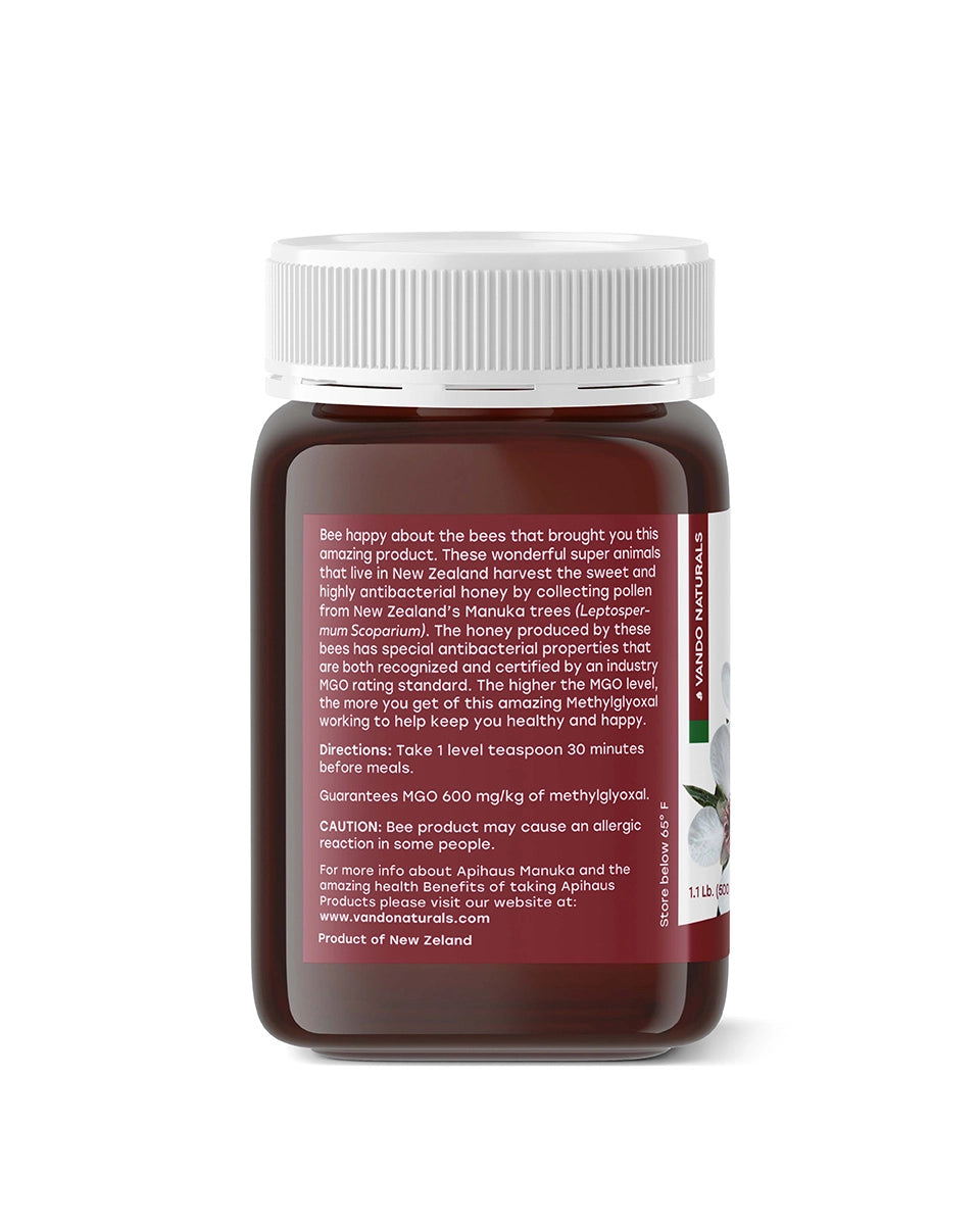 Vando Naturals Manuka Honey MGO 600 Active 16+ 1.1 lb