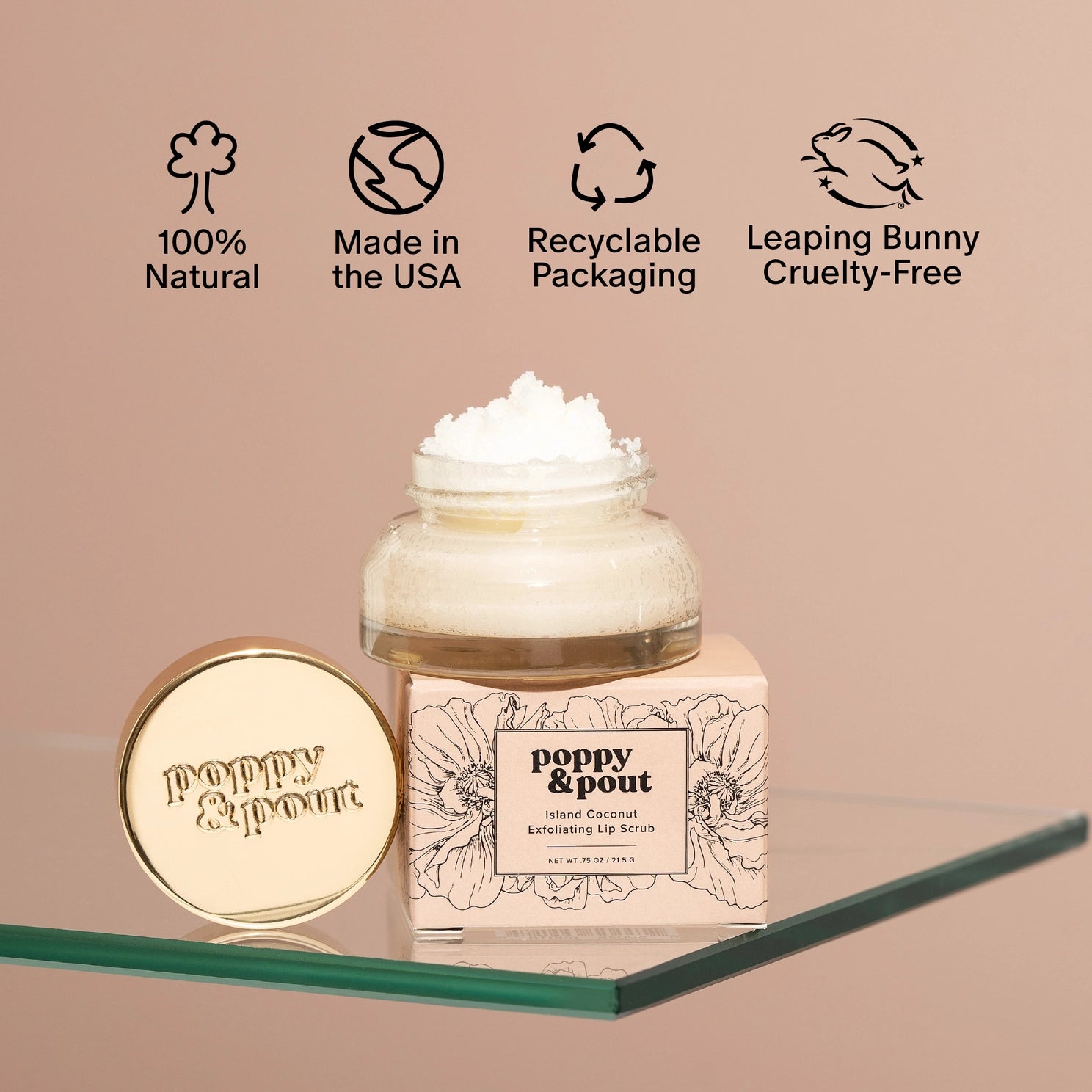 Poppy & Pout Lip Scrub, Island Coconut