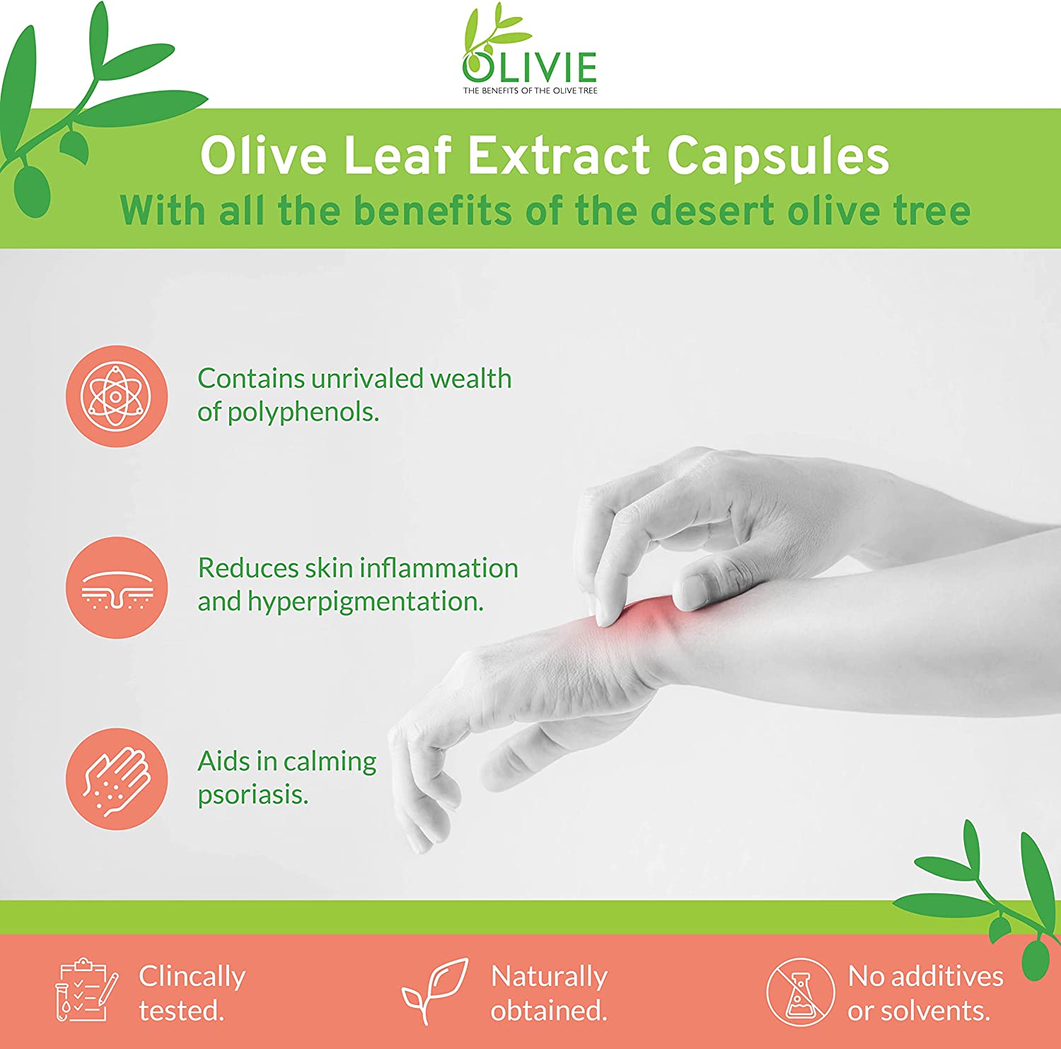 ATLAS Olivie Dermapsoria Organic Olive Leaf Extract | 80 Capsules