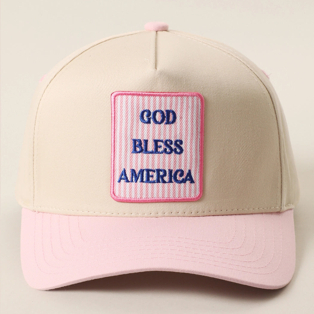 GOD BLESS AMERICA Embroidered Patch Two Tone Trucker Hat