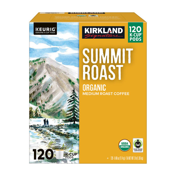 Kirkland Signature Coffee Organic Summit Roast K-Cup Pod, 120-count