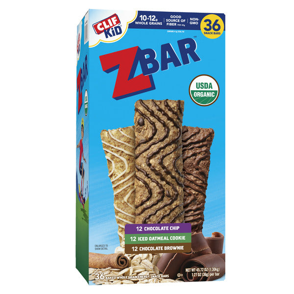 Clif Kid ZBar Organic Granola Bar, Variety Pack, 1.27 oz, 36-count